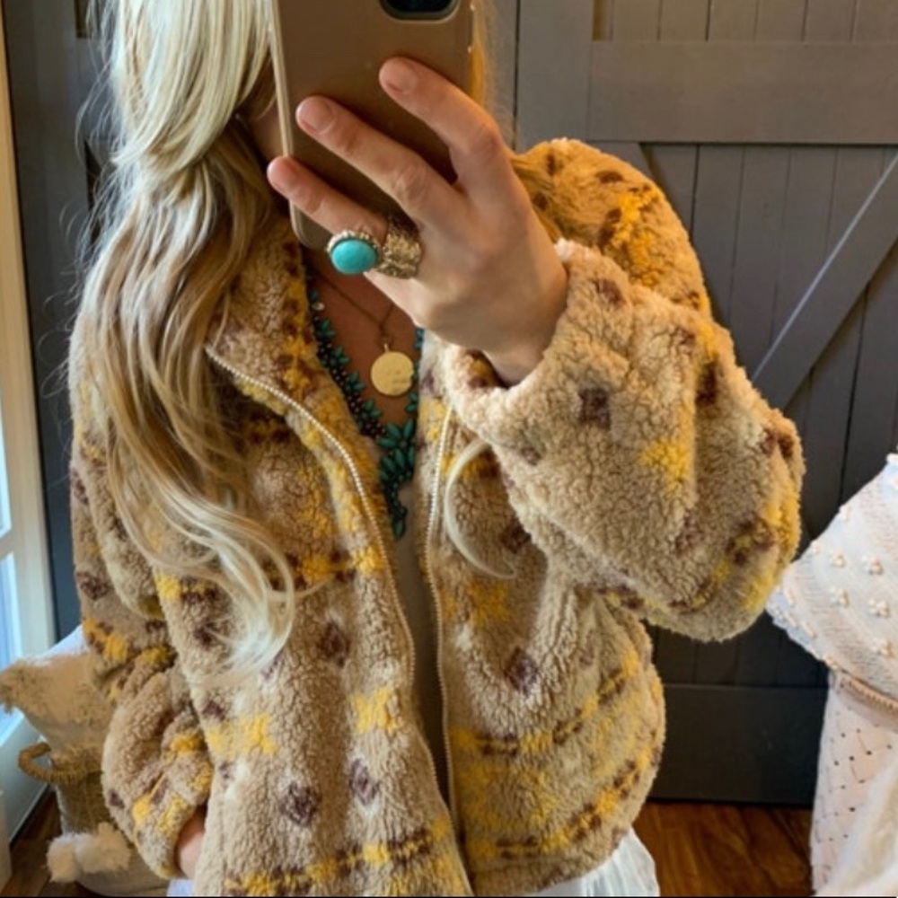 New Cozy Fleece Aztec Print Zip Up Jacket Coat Sweater Top Teddy Sherpa Warm - Picture 4 of 7